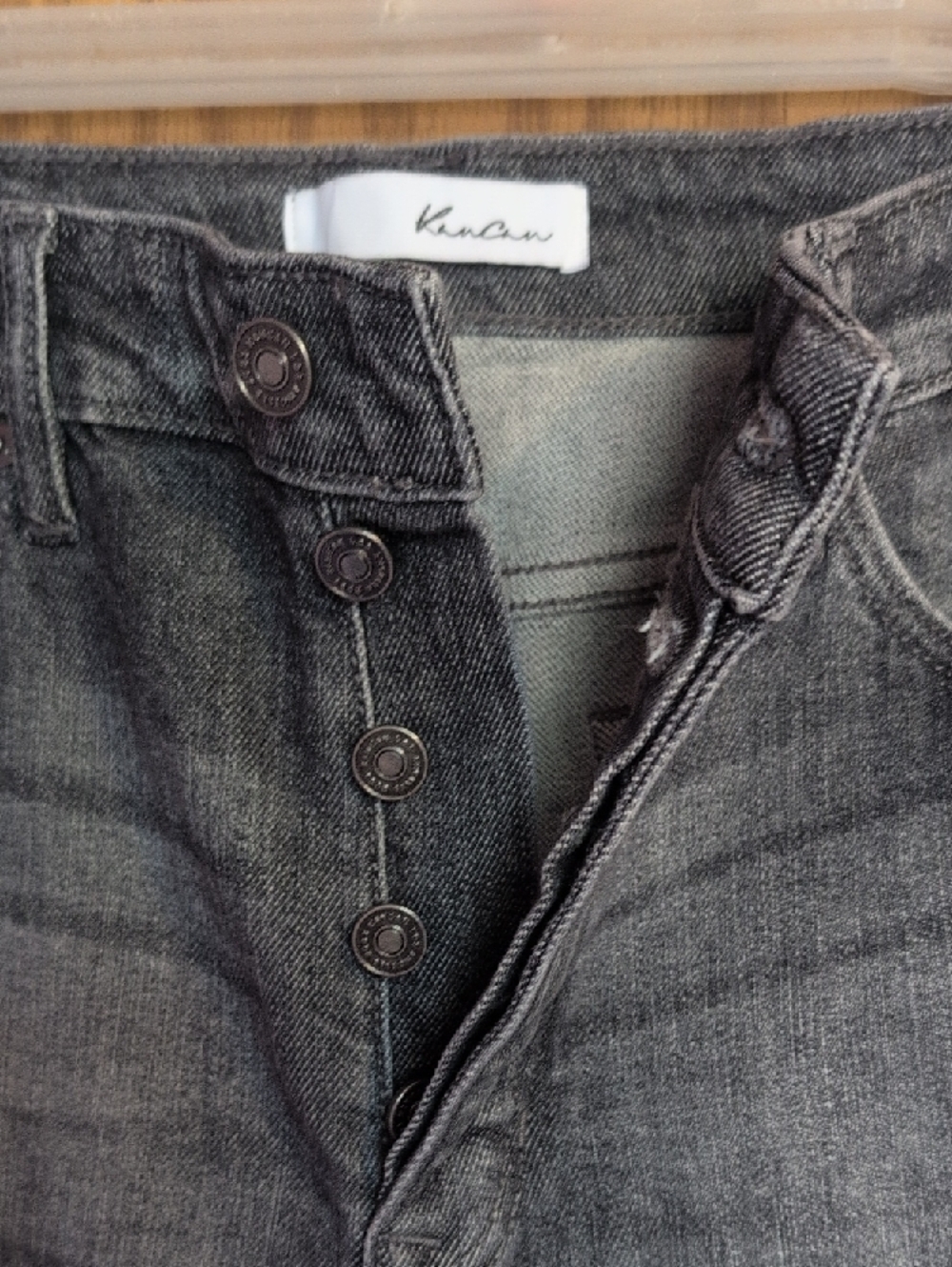 KanCan Straight Leg High-Rise Grunge Gray Black Wash 90's High Waisted Jeans - Picture 3 of 15